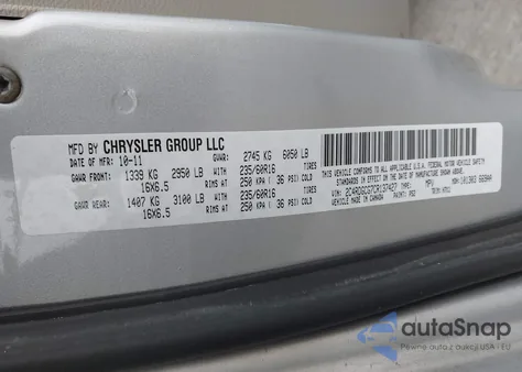 2012 Dodge Grand Caravan Sxt z USA, uszkodzony, nr VIN 2C4RDGCG7CR137427